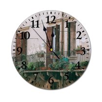 yanfind Fashion PVC Wall Clock Aged Architecture Balcony Building Construction Decor Detail District Door Dwell Empty Estate Mute Suitable Kitchen Bedroom Decorate Living Room