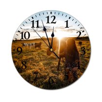 yanfind Fashion PVC Wall Clock Adolescent Agriculture Anonymous Backlit Cattle Cow Dawn Dog Equine Evening Faceless Farm Mute Suitable Kitchen Bedroom Decorate Living Room
