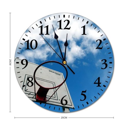 yanfind Fashion PVC Wall Clock Achievement Basketball Court Hoop Sky Board Clouds Empty Game High Leisure Shot Mute Suitable Kitchen Bedroom Decorate Living Room