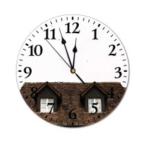 yanfind Fashion PVC Wall Clock Apartment Architecture Bird Brick Building City Clear Construction Contemporary Space Cottage Decor Mute Suitable Kitchen Bedroom Decorate Living Room