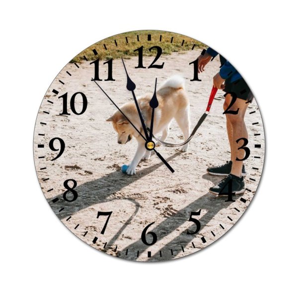 yanfind Fashion PVC Wall Clock Adorable Anonymous Ball Charming Crop Cute Dog Enjoy Faceless Footprint Friendly Mute Suitable Kitchen Bedroom Decorate Living Room