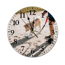yanfind Fashion PVC Wall Clock Adorable Anonymous Ball Charming Crop Cute Dog Enjoy Faceless Footprint Friendly Mute Suitable Kitchen Bedroom Decorate Living Room