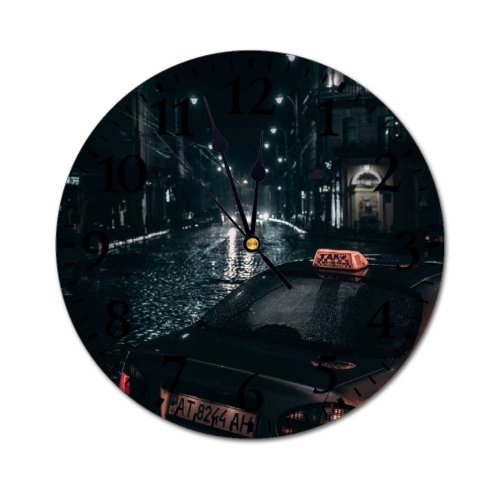 yanfind Fashion PVC Wall Clock Area Auto Automobile Building Car City Cityscape Construction Crossroad Dark Drive Mute Suitable Kitchen Bedroom Decorate Living Room
