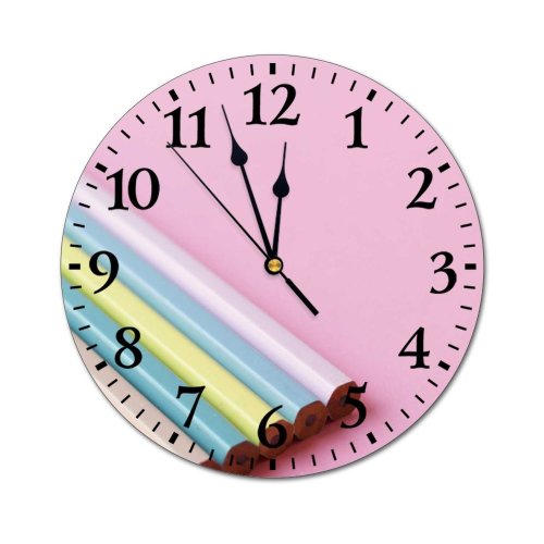 yanfind Fashion PVC Wall Clock Art Writing Abstract School Design Creativity Rainbow Coloring Artistic Spectrum Motley Disjunct Mute Suitable Kitchen Bedroom Decorate Living Room