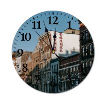 yanfind Fashion PVC Wall Clock Accommodation Apartment Architecture Balcony Brick Wall Building Cement City Cityscape Complex Concrete Mute Suitable Kitchen Bedroom Decorate Living Room