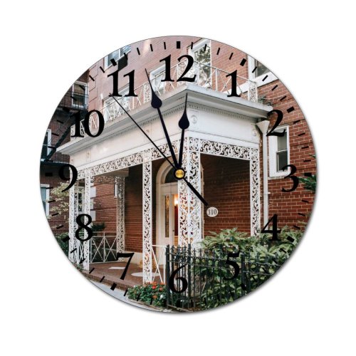 yanfind Fashion PVC Wall Clock Accommodation Architecture Barrier Brick Wall Brickwork Building City Construction Contemporary District Door Mute Suitable Kitchen Bedroom Decorate Living Room