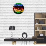 yanfind Fashion PVC Wall Clock Art Texture Abstract Flag Design Fabric Country Wear Wool Handmade Coloring Yarn Mute Suitable Kitchen Bedroom Decorate Living Room