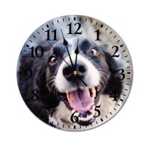 yanfind Fashion PVC Wall Clock Dog Eyes Face Funny Fur Outdoors Pet Tongue Mute Suitable Kitchen Bedroom Decorate Living Room