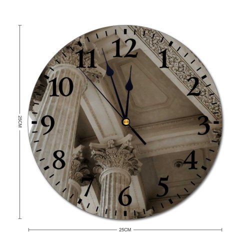 yanfind Fashion PVC Wall Clock Architecture Bas Relief Building City Classic Columns Cool Desktop Decor Mute Suitable Kitchen Bedroom Decorate Living Room