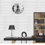 yanfind Fashion PVC Wall Clock Aged Architecture Bell Building Bw Cement Church City Classic Construction Dark Mute Suitable Kitchen Bedroom Decorate Living Room