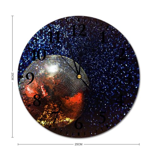 yanfind Fashion PVC Wall Clock Ball Dark Design Disco Discotheque Glass Illuminated Lights Luminescence Reflections Round Shining Mute Suitable Kitchen Bedroom Decorate Living Room