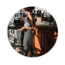 yanfind Fashion PVC Wall Clock Adorable Afro Aroma Attentive Beverage Cabinet Casual Charming Coffee Cup Cute Mute Suitable Kitchen Bedroom Decorate Living Room