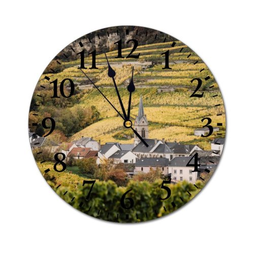 yanfind Fashion PVC Wall Clock Architecture Building Calm Church Cottage Country Countryside Exterior Farm Field Hill Mute Suitable Kitchen Bedroom Decorate Living Room