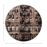yanfind Fashion PVC Wall Clock Aged Architecture Brick Wall Building City Construction Daytime Design Destination Development District Mute Suitable Kitchen Bedroom Decorate Living Room