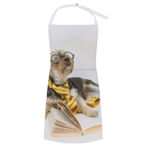 yanfind Custom aprons Adorable Attention Attentive Calm Creature Curious Cute Dog Eyewear Fluff Focus Funny white white-style1 70×80cm
