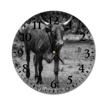yanfind Fashion PVC Wall Clock Blurred Bovine Bullock Bw Calm Cattle Chordate Cloven Footed Countryside Dry Fauna Mute Suitable Kitchen Bedroom Decorate Living Room