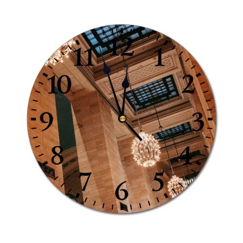 yanfind Fashion PVC Wall Clock Aged America Architecture Attract Brick Wall Building Ceiling Chandelier Classic Column Construction Mute Suitable Kitchen Bedroom Decorate Living Room
