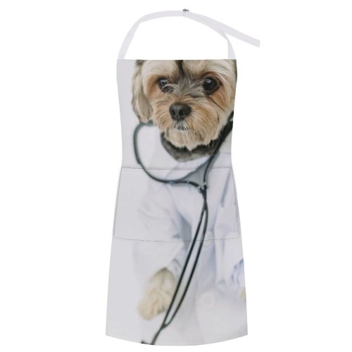 yanfind Custom aprons Adorable Portrait Canidae Costume Cute Doctor Dog Face Fur Furry Human's white white-style1 70×80cm