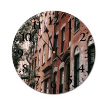 yanfind Fashion PVC Wall Clock Aged Apartment Arched Architecture Brick Building City Construction Contemporary Creative Damage Daylight Mute Suitable Kitchen Bedroom Decorate Living Room