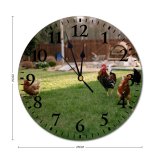 yanfind Fashion PVC Wall Clock Bird Field Countryside Agriculture Farm Grass Chicken Hen Outdoors Rural Barn Poultry Mute Suitable Kitchen Bedroom Decorate Living Room