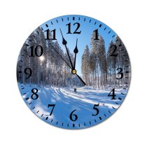 yanfind Fashion PVC Wall Clock Beautiful Conifer Forest Freezing Frost Frosty Frozen Landscape Outdoors Mute Suitable Kitchen Bedroom Decorate Living Room