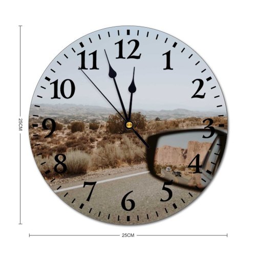 yanfind Fashion PVC Wall Clock Arid Asphalt Automobile Barren Bush Canyon Car Cloudless Countryside Desert Desolate Drive Mute Suitable Kitchen Bedroom Decorate Living Room