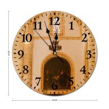 yanfind Fashion PVC Wall Clock Aged Arched Architecture Art Artwork Cathedral Catholic Chandelier Church Column Decor Mute Suitable Kitchen Bedroom Decorate Living Room