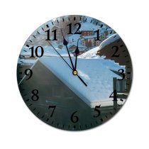 yanfind Fashion PVC Wall Clock Building Calm Cloudless Cottage Country Countryside Daylight Daytime Destination Dwell Freeze Frost Mute Suitable Kitchen Bedroom Decorate Living Room