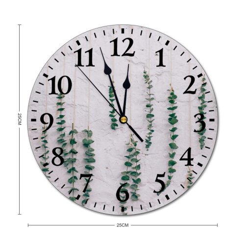 yanfind Fashion PVC Wall Clock Argyle Aromatic Art Botanic Botany Branch Daytime Decor Decoration Delicate Design Eucalyptus Mute Suitable Kitchen Bedroom Decorate Living Room