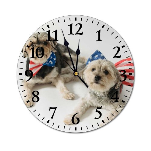 yanfind Fashion PVC Wall Clock 4th July Accessory America Anniversary Bow Tie Celebrate Congratulate Cute Democracy Mute Suitable Kitchen Bedroom Decorate Living Room