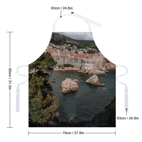 yanfind Custom aprons Adriatic Aged Architecture Atmosphere Boat Breathtaking Castle City Cloudy Croatia Dramatic white white-style1 70×80cm