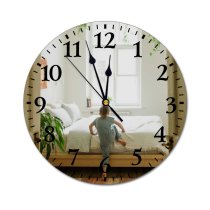 yanfind Fashion PVC Wall Clock Adorable Anonymous Barefoot Bed Bedroom Blanket Botany Carpet Casual Child Childhood Mute Suitable Kitchen Bedroom Decorate Living Room