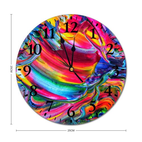 yanfind Fashion PVC Wall Clock Abstract Design Creativity Palette Rainbow Artistic Mix Visuals Motley Mute Suitable Kitchen Bedroom Decorate Living Room