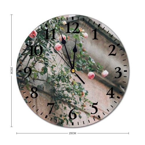 yanfind Fashion PVC Wall Clock Aged Ancient Architecture Aroma Aromatic Bloom Blurred Botany Branch Building City Mute Suitable Kitchen Bedroom Decorate Living Room