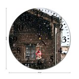 yanfind Fashion PVC Wall Clock Apartment Blizzard Christmas Contemporary Cottage Countryside December Decoration Dwell Exterior Facade Festive Mute Suitable Kitchen Bedroom Decorate Living Room