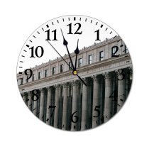 yanfind Fashion PVC Wall Clock Aged America Architecture Art Building Center Classic Column Complex Construction Contemporary Creative Mute Suitable Kitchen Bedroom Decorate Living Room