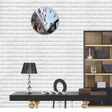 yanfind Fashion PVC Wall Clock Aged America Architecture Area Asphalt Sky Building Cantilever City Cityscape Mute Suitable Kitchen Bedroom Decorate Living Room
