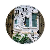 yanfind Fashion PVC Wall Clock Aged Ancient Arch Arched Architecture Art Balcony Building City Construction Daytime Mute Suitable Kitchen Bedroom Decorate Living Room
