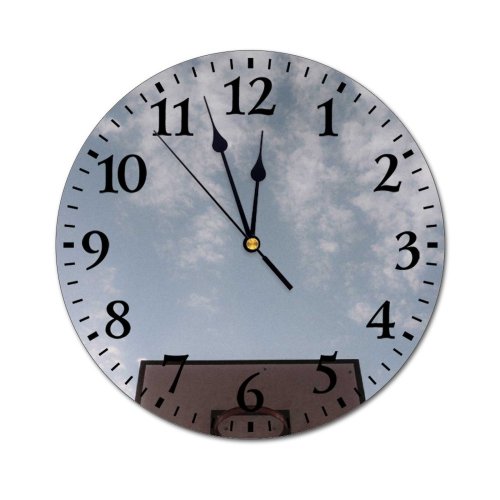 yanfind Fashion PVC Wall Clock Active Backboard Basket Basketball Sky City Cloudy Construction Court Daytime District Exercise Mute Suitable Kitchen Bedroom Decorate Living Room