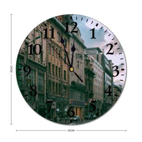 yanfind Fashion PVC Wall Clock Accommodation Apartment Architecture Asphalt Auto Automobile Avenue Building Car City Cityscape Classic Mute Suitable Kitchen Bedroom Decorate Living Room
