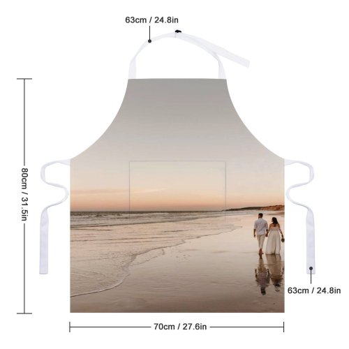 yanfind Custom aprons Affection Barefoot Beach Bonding Bridal Bride Celebrate Coast Couple Elegant Faceless Female white white-style1 70×80cm