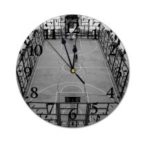 yanfind Fashion PVC Wall Clock Action Active Barrier Basket Basketball Bw Challenge Competitive Court Determine Fence Field Mute Suitable Kitchen Bedroom Decorate Living Room