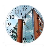yanfind Fashion PVC Wall Clock Architectural Design Architecture Building Clouds Futuristic Glass Items High Shot Mute Suitable Kitchen Bedroom Decorate Living Room