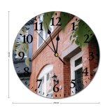 yanfind Fashion PVC Wall Clock Accommodation Aged Arched Architecture Area Brick Wall Building City Condominium Construction Mute Suitable Kitchen Bedroom Decorate Living Room