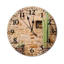 yanfind Fashion PVC Wall Clock Building Wall Leaf Architecture Travel Rustic Outdoors Stone Rural Retro Traditional Family Mute Suitable Kitchen Bedroom Decorate Living Room