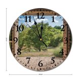 yanfind Fashion PVC Wall Clock Architecture Cobblestone Country Daylight Door Empty Glass Items Light Tree Mute Suitable Kitchen Bedroom Decorate Living Room