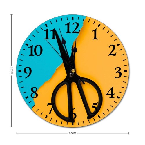 yanfind Fashion PVC Wall Clock Art Silhouette Abstract Design Creativity Retro Scissors Sharp Conceptual Mute Suitable Kitchen Bedroom Decorate Living Room