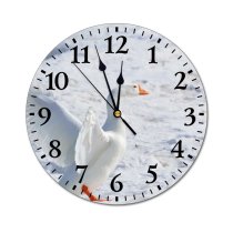 yanfind Fashion PVC Wall Clock Bird Feathers Goose Outdoors Snow Wading Winter Mute Suitable Kitchen Bedroom Decorate Living Room