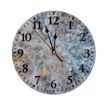 yanfind Fashion PVC Wall Clock Above Aerial Shot Daylight Forest Frost Frozen Outdoors Path Snow Trees Mute Suitable Kitchen Bedroom Decorate Living Room