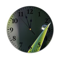 yanfind Fashion PVC Wall Clock Blade Dew Drop Droplet Focus Garden Grass Growth Leaf Macro Mute Suitable Kitchen Bedroom Decorate Living Room